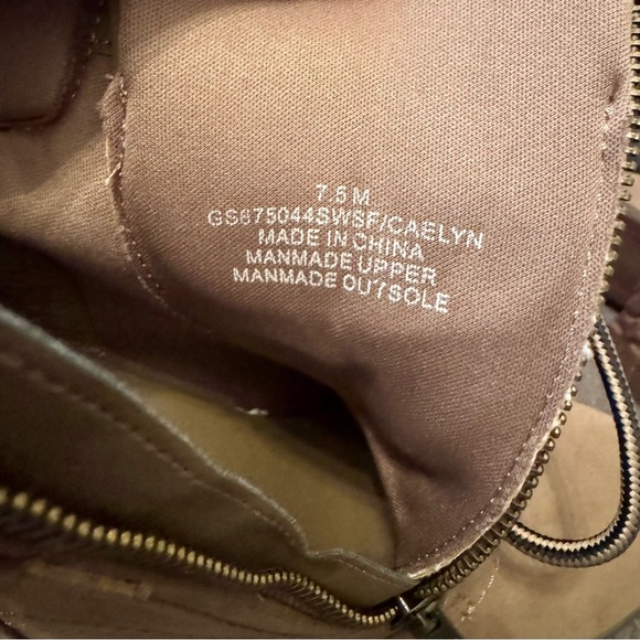 MIA‎ Micaelyn Taupe Lace Up Lug Sole Booties 7.5 NWOT Faux Suede Knit Cuff Heel - Picture 5 of 7